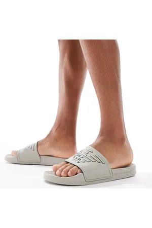 Emporio Armani Bodywear - Beige sliders med logoprint-Neutral