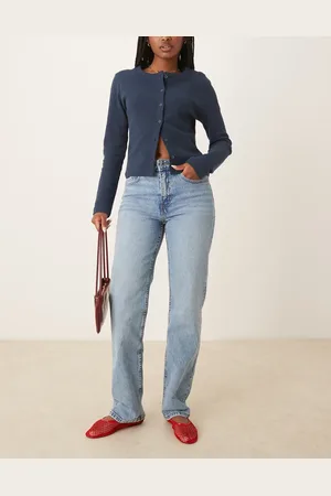 Gina Tricot Jeans med mellemhøj talje i lyseblå vask