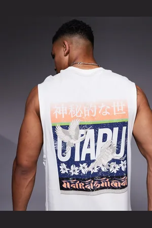 River Island T-shirt med japansk traneprint på ryggen