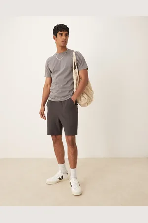 ASOS Oversized shorts i forvasket sort med vaffeltekstur