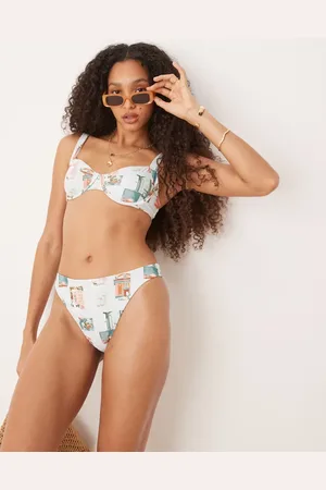 Abercrombie & Fitch Bikinitrusser med mellemhøj talje og postkortprint - Del af sæt