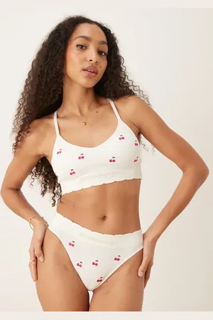 Boux Avenue Hvid bralette med broderede kirsebær