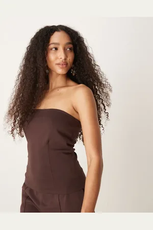 ASOS Chokoladebrun bandeau-top med interlock-syninger - Del af sæt