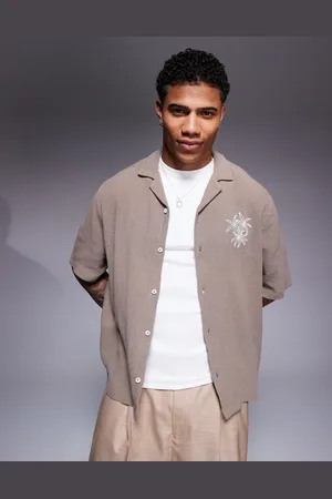 ASOS Grøn skjorte med reverskrave og broderi på brystet i firkantet pasform