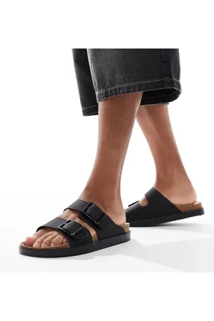 Pull&Bear Sorte sandaler med dobbeltrem