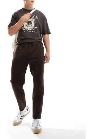 ASOS Tapered joggingbukser i brunt scuba-stof