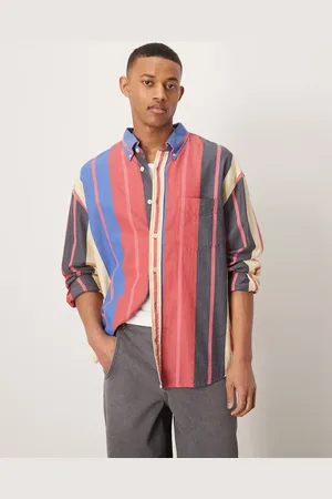 GANT Og stribet oversized skjorte i seersucker-Multifarvet