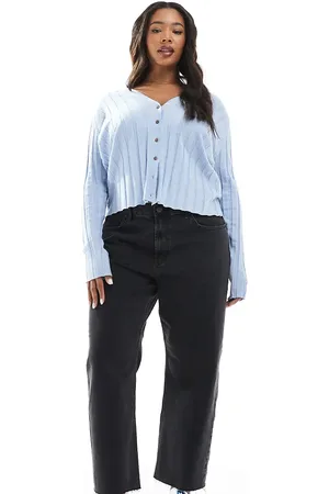 ASOS ASOS DESIGN Curve - Ankellange sorte jeans med lige ben