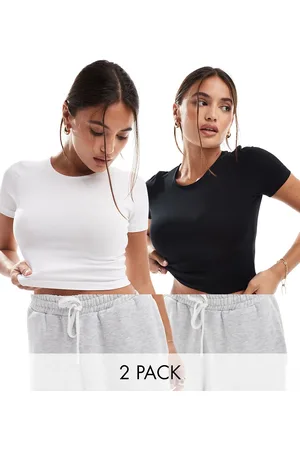 ASOS Pakke med 2 tætsiddende crop-T-shirts - Spar-Multifarvet