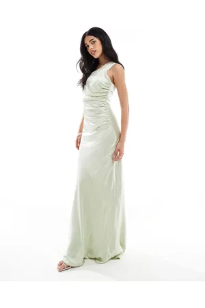 Six Stories Brudepiger - Mintgrøn oneshoulder-maxikjole i satin