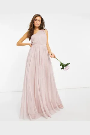 ANAYA With Love Bridesmaid - Pink maxikjole i tyl med oneshoulder