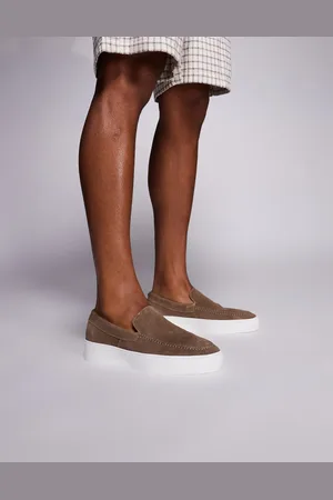 Steve Madden Leyton - Gråbrune slip-on-loafers i ruskind-Neutral