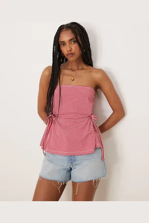 ASOS -stribet bandeau-top med bindebånd og indsyede detaljer i siderne