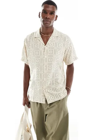 JACK & JONES Beige oversized skjorte med klinkeprint-Neutral