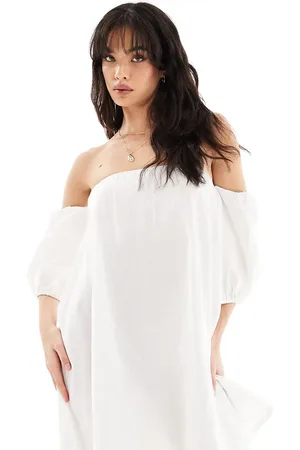 Esmée Mini-strandkjole med offshoulder-snit og pufærmer i