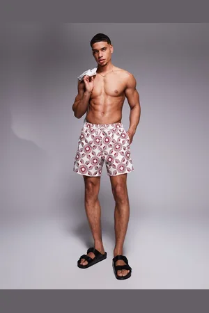 ASOS Mellemlange og badeshorts med geometrisk print-Neutral