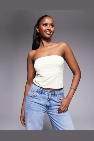 ASOS Premium - Stram gul bandeau-top i polyamid