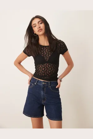 ASOS Baby-T-shirt med korte ærmer i blondestof