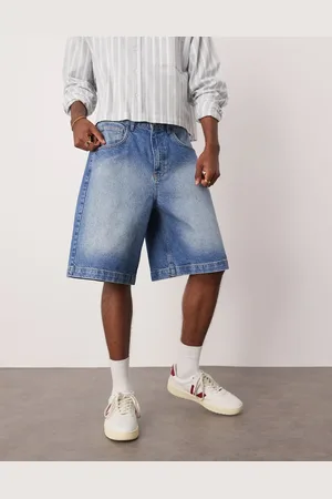 ASOS Lange blå denim-jorts med slidt finish