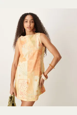 ASOS Mini-shiftkjole med skrå hals og -Multifarvet
