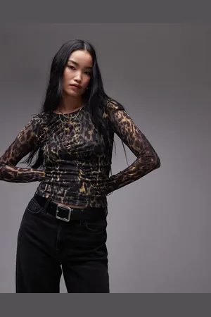 AllSaints Edana - Langærmet T-shirt med leopardprint-Brun