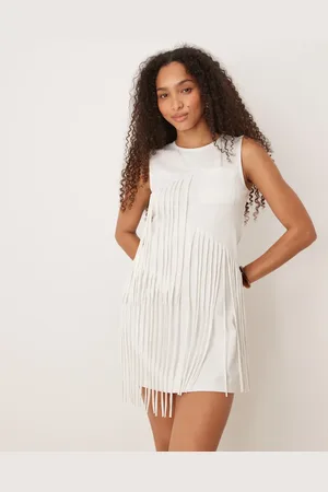 ASOS ærmeløs minikjole med frynser og lommedetalje