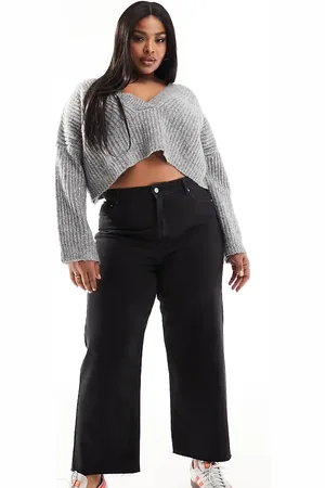 ASOS ASOS DESIGN Curve - Ankellange sorte jeans med lige ben