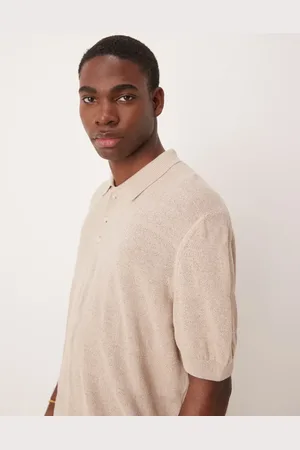 ASOS Beige afslappet firkantet strikket polo-Neutral
