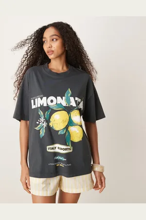 ASOS Oversized T-shirt i forvasket med grafisk citronprint