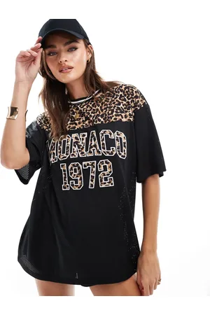 ASOS Airtex - Fodboldoverdel i jersey med kontrastpanel med leopardmønster-Multifarvet