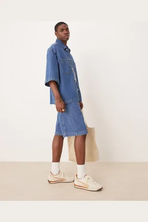 ASOS Lange blå denim-jorts med sømdetaljer - Del af sæt