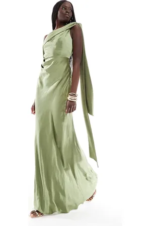 Six Stories Brudepiger - oneshoulder-maxikjole med sløjfedetalje i satin