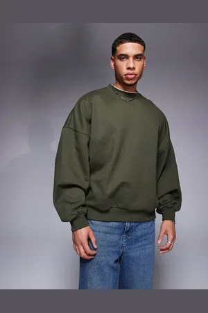 ASOS Premium - Mørkegrøn og ekstremt oversized sweatshirt i kraftigt stof på 400 gsm
