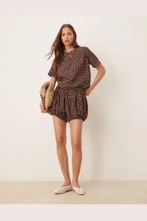 ASOS Brune bloomer-shorts med prikker - Del af sæt