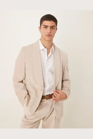 ASOS Smal blazer i sommerlet bomuldsvelour-Neutral