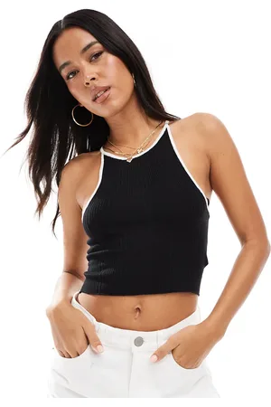 Brave Soul Strikket croptop med hvide kantstriber