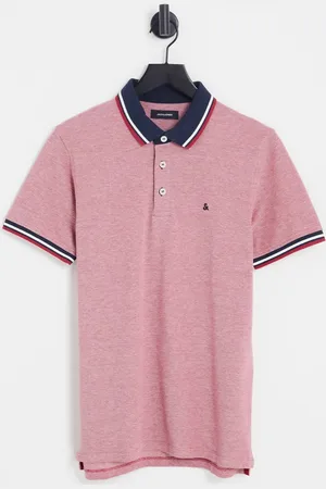 JACK & JONES Essentials - Rød poloskjorte i jersey med kontrastkanter