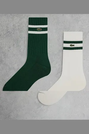 Lacoste Pakke med 2 par hvide og grønne sokker