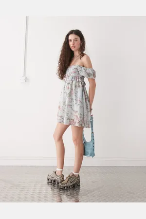 Reclaimed Smock-kjole med blomstermønster i chiffon