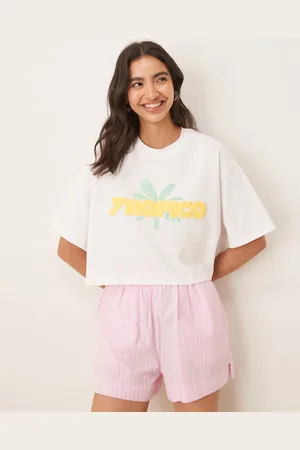 ASOS , boxy, cropped T-shirt med tropisk grafik
