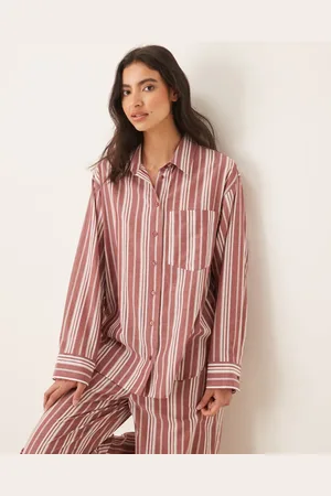 ASOS Rød og hvid vævet langærmet pyjamasskjorte med striber