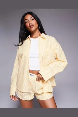 ASOS Weekend Collective - Gul skjorte med striber - Del af sæt