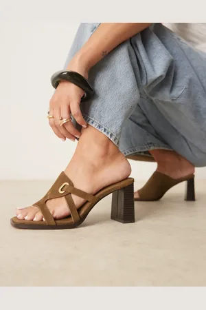 ASOS Harley - Premium - Olivengrønne mules med mellemhøj hæl i ruskind
