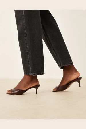 ASOS Hush - Chokoladebrune mules med mellemhøj hæl i læder