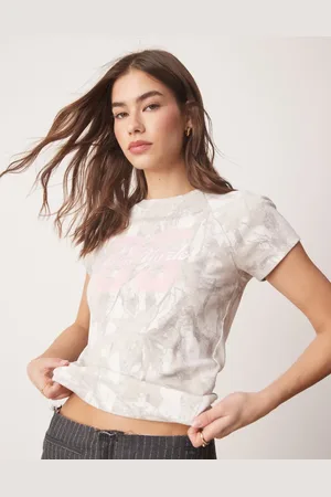 Hollister Grå T-shirt med raglanærmer, camouflagemønster og brystprint