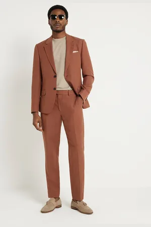 River Island Rustrøde slim-habitbukser i hørlook-Orange