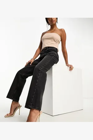 ASOS ASOS DESIGN Petite - Sorte jeans med mellemhøj talje og lige ben