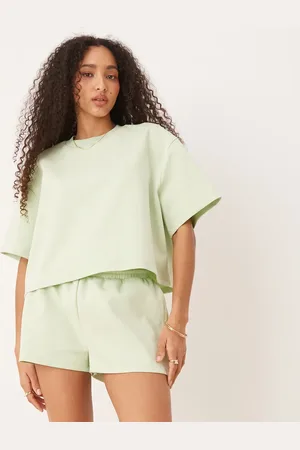 ASOS Cropped T-shirt med firkantet pasform og interlock-syninger - Del af sæt