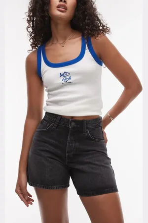 Topshop Editor - Forvaskede sorte denimshorts