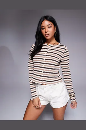 ASOS Brun strikket cardigan med striber i afslappet pasform